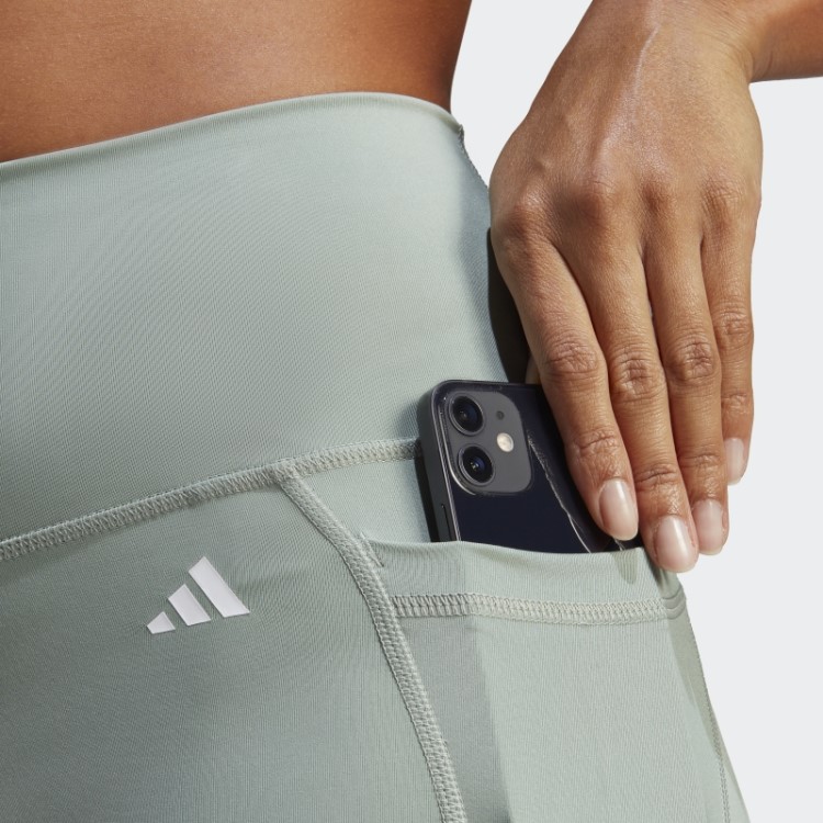 Optime Stash Bolso Cintura Alta Leggings 3/4 Adidas Verde Prata