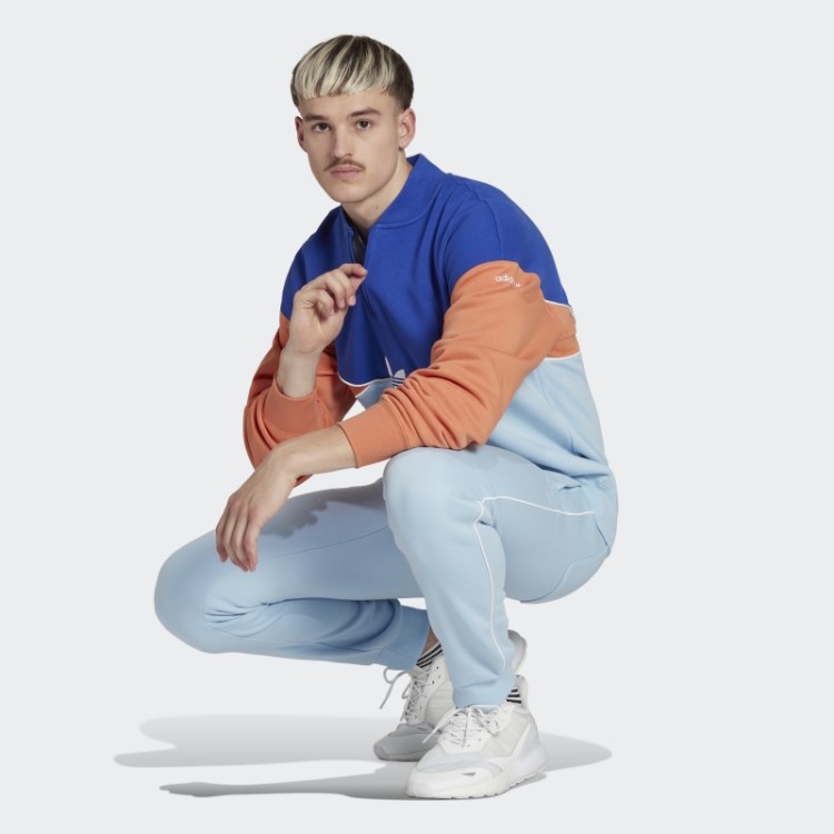 Moletom Adicolor Arquivo Sazonal Com Meio Zíper Azul Adidas