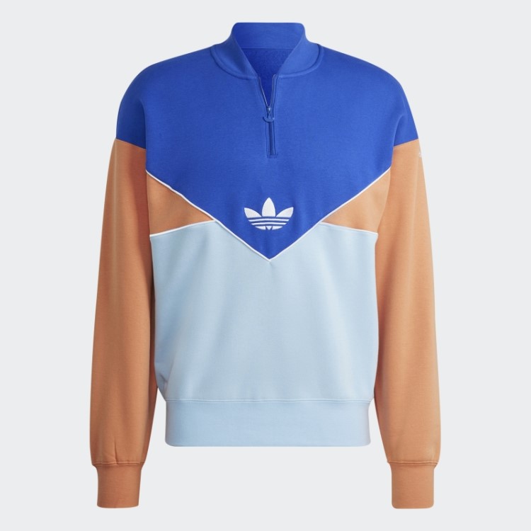 Moletom Adicolor Arquivo Sazonal Com Meio Zíper Azul Adidas