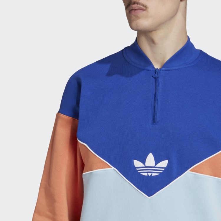 Moletom Adicolor Arquivo Sazonal Com Meio Zíper Azul Adidas
