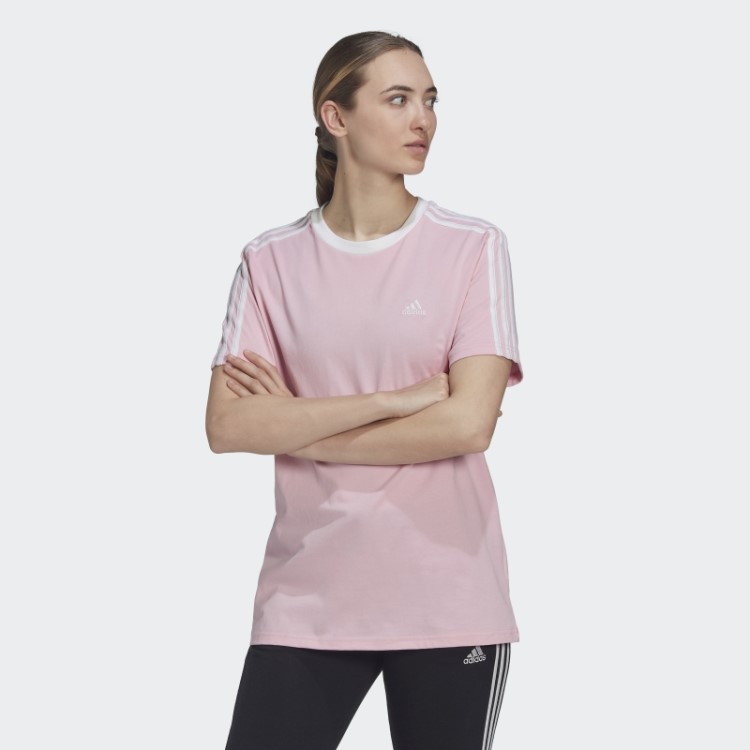Essentials Camiseta Com As Três Listras Adidas True Pink