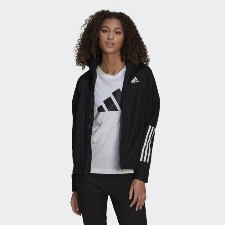 Moda Adidas Bsc 3 Listras Jaqueta Rain.rdy Preto