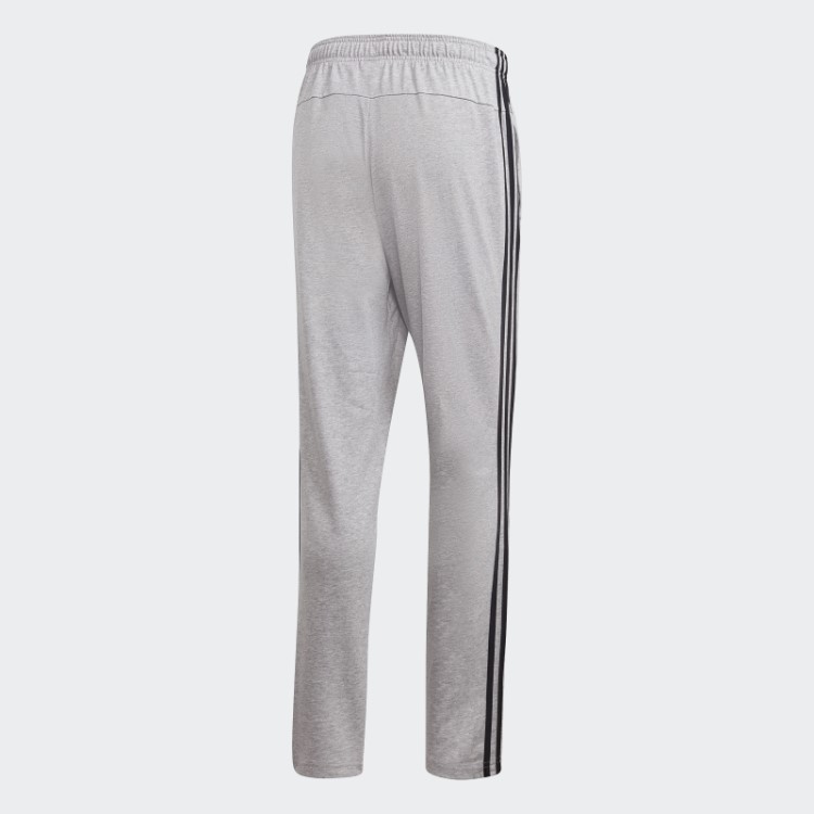 Calça Cinza Média Com As Três Listras E Bainha Aberta Afunilada Adidas