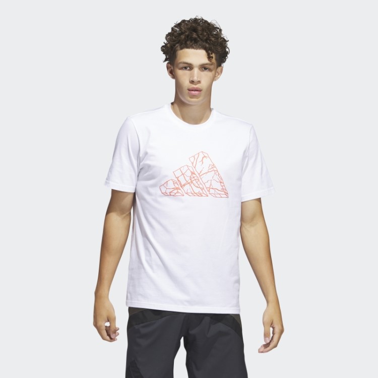 Camiseta Branca Com Estampa De Basquete Pass Rock Adidas
