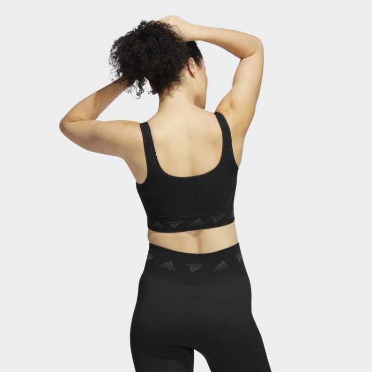 Sutiã Preto Fashion Adidas Aeroknit Com Suporte Leve