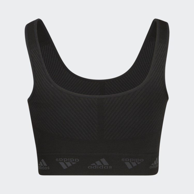 Sutiã Preto Fashion Adidas Aeroknit Com Suporte Leve