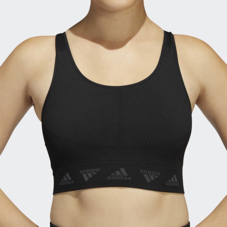 Sutiã Preto Fashion Adidas Aeroknit Com Suporte Leve