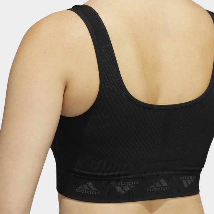 Sutiã Preto Fashion Adidas Aeroknit Com Suporte Leve