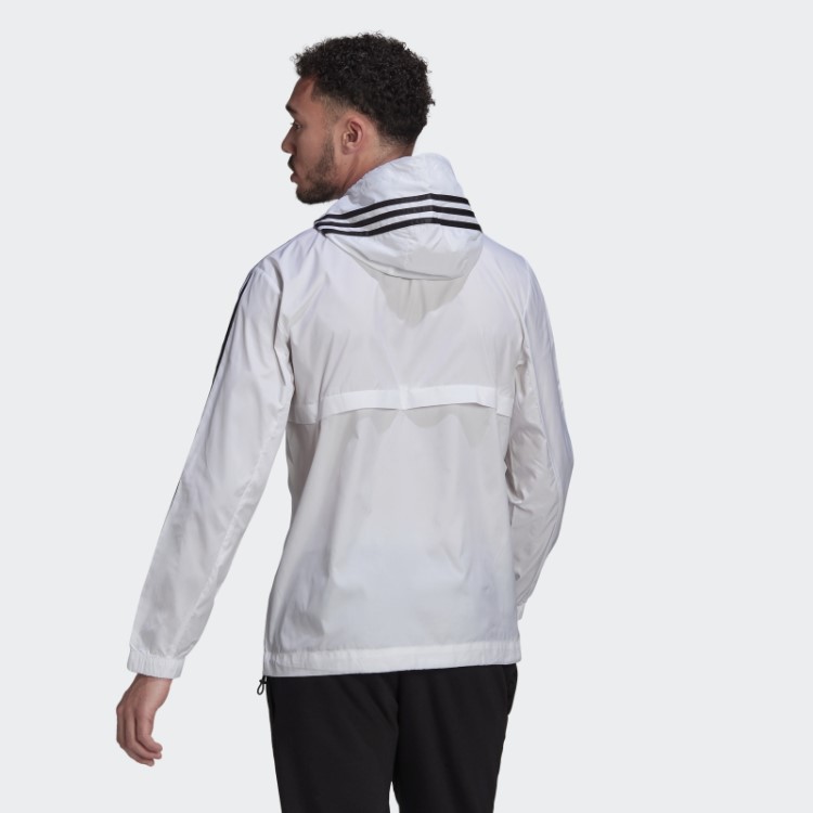 Jaqueta Corta Vento Com As Três Listras Adidas White Essentials