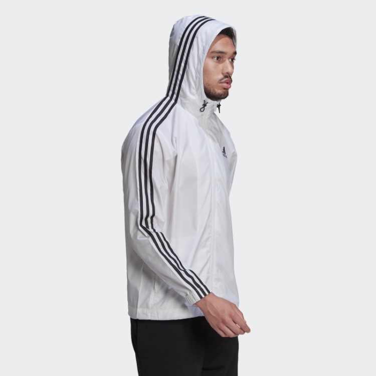 Jaqueta Corta Vento Com As Três Listras Adidas White Essentials
