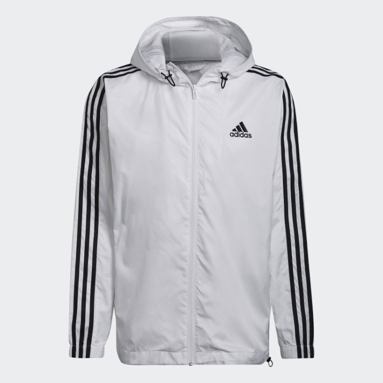 Jaqueta Corta Vento Com As Três Listras Adidas White Essentials