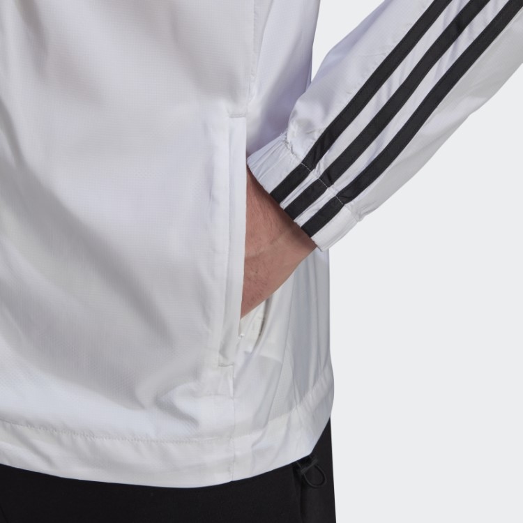 Jaqueta Corta Vento Com As Três Listras Adidas White Essentials