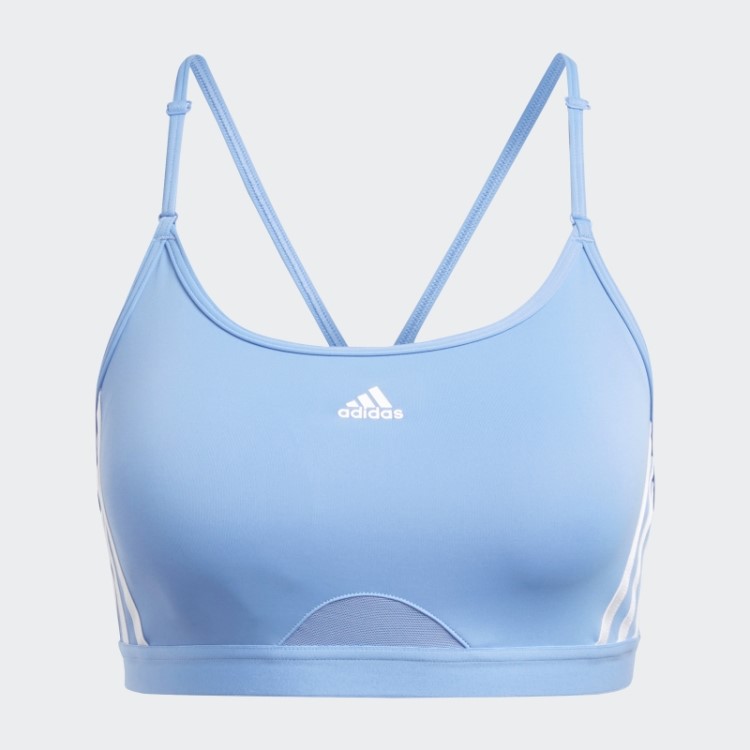 Sutiã Azul Adidas Aeroreact Training Light-support Com As Três Listras