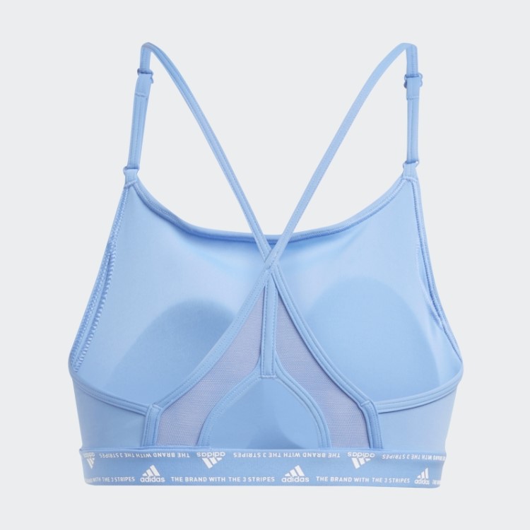 Sutiã Azul Adidas Aeroreact Training Light-support Com As Três Listras