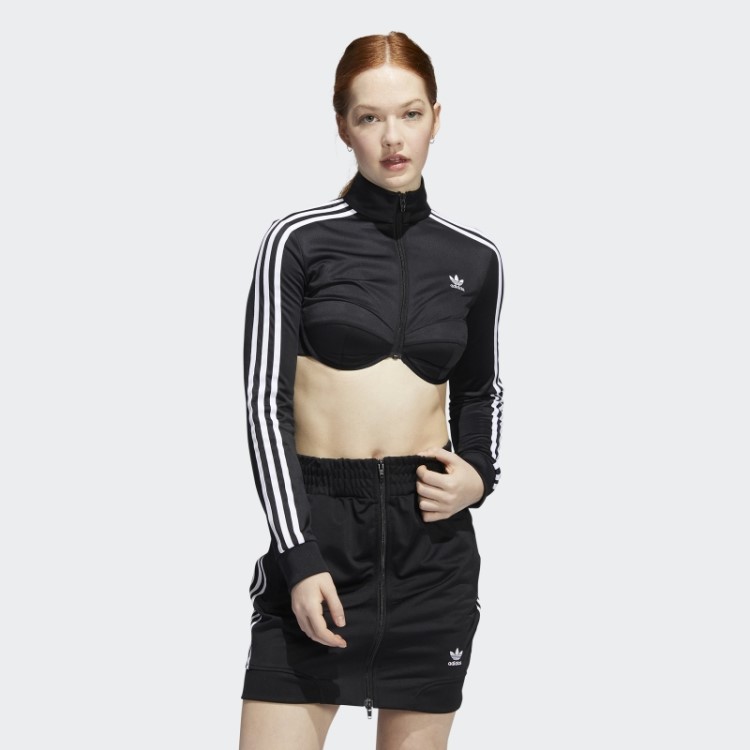 Adidas Jeremy Scott Jaqueta Cropped Preta Com Monograma