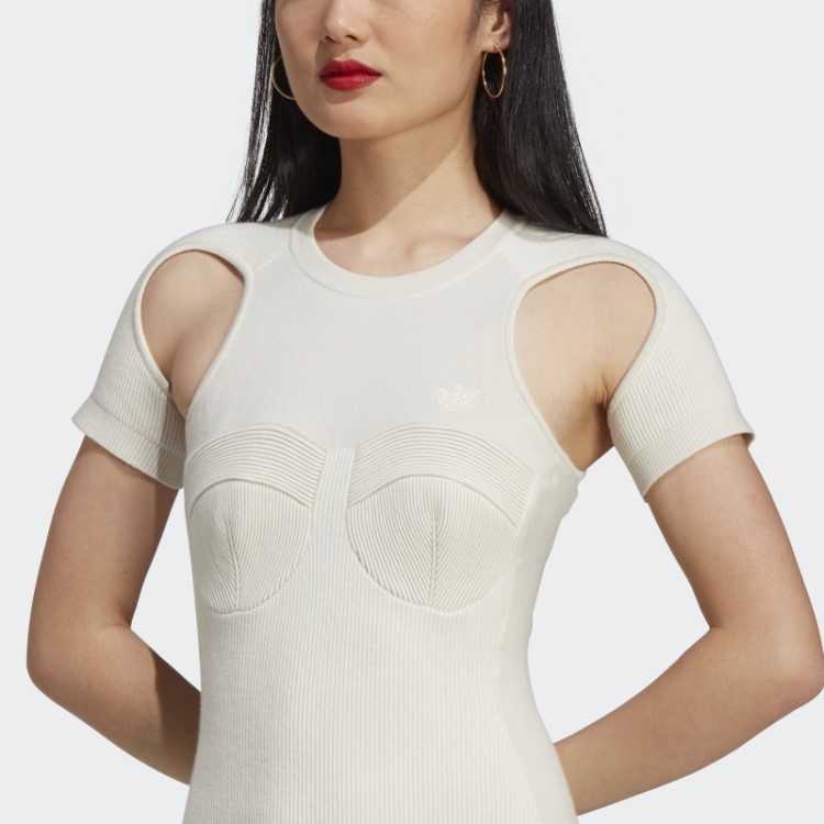 Body De Malha Adidas Branco Versão Azul