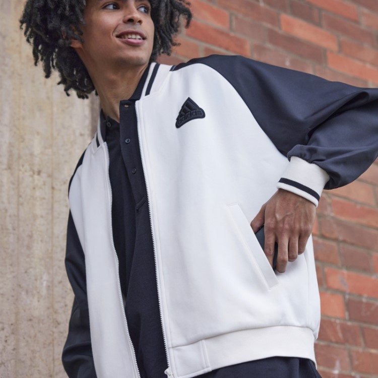 Jaqueta Bomber Com Estampa Adidas (gênero Neutro) Branca