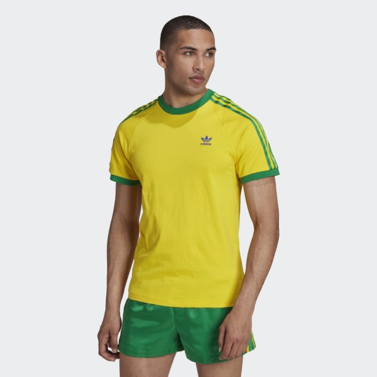 T-shirt Com As 3 Riscas Amarela Adidas