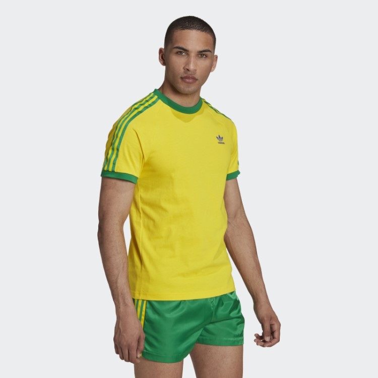 T-shirt Com As 3 Riscas Amarela Adidas