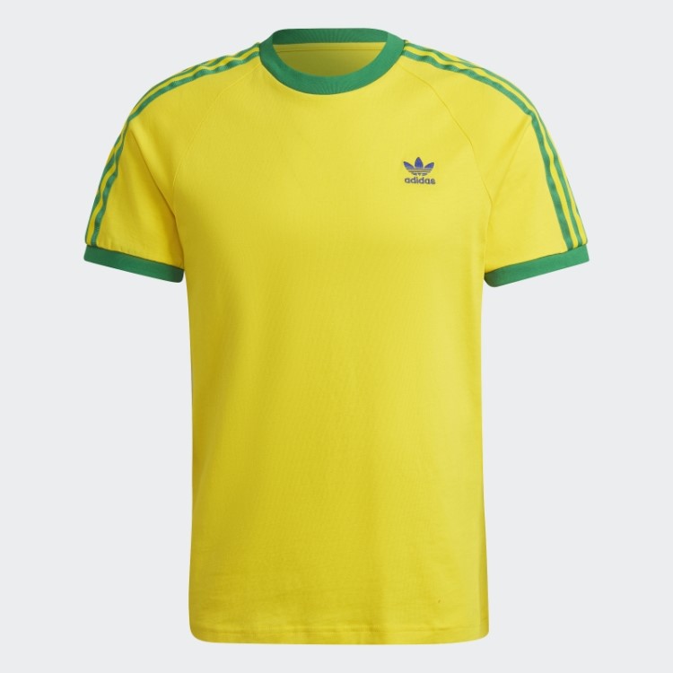 T-shirt Com As 3 Riscas Amarela Adidas