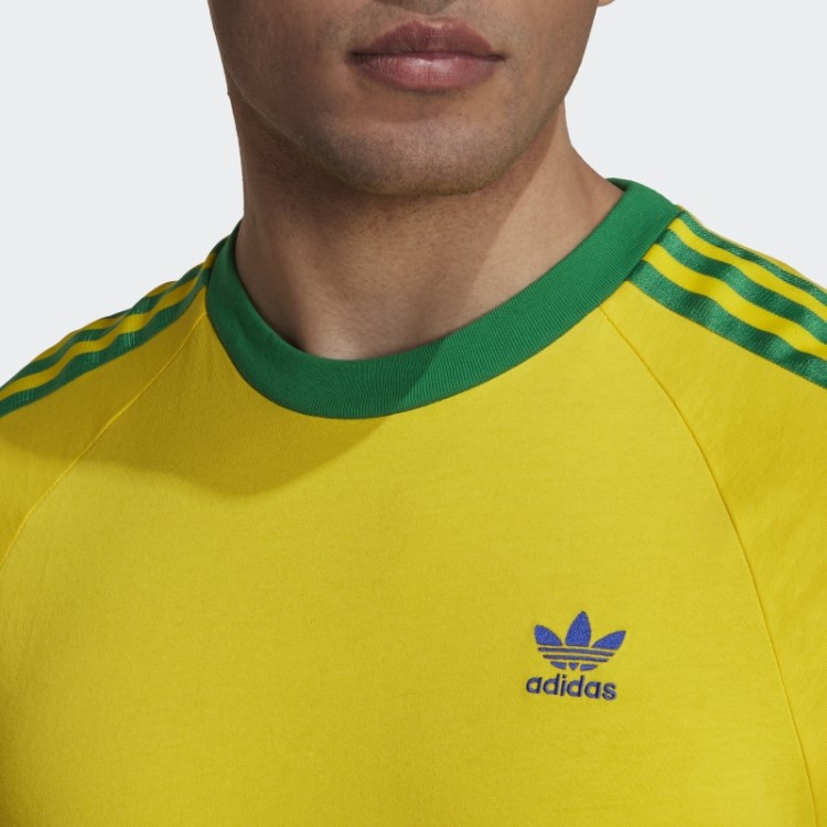 T-shirt Com As 3 Riscas Amarela Adidas
