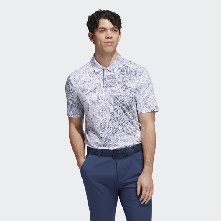 Camisa Polo Com Estampa De Movimento Branca Adidas