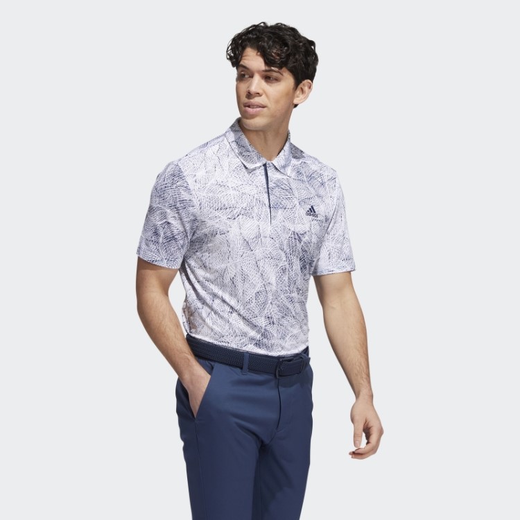 Camisa Polo Com Estampa De Movimento Branca Adidas