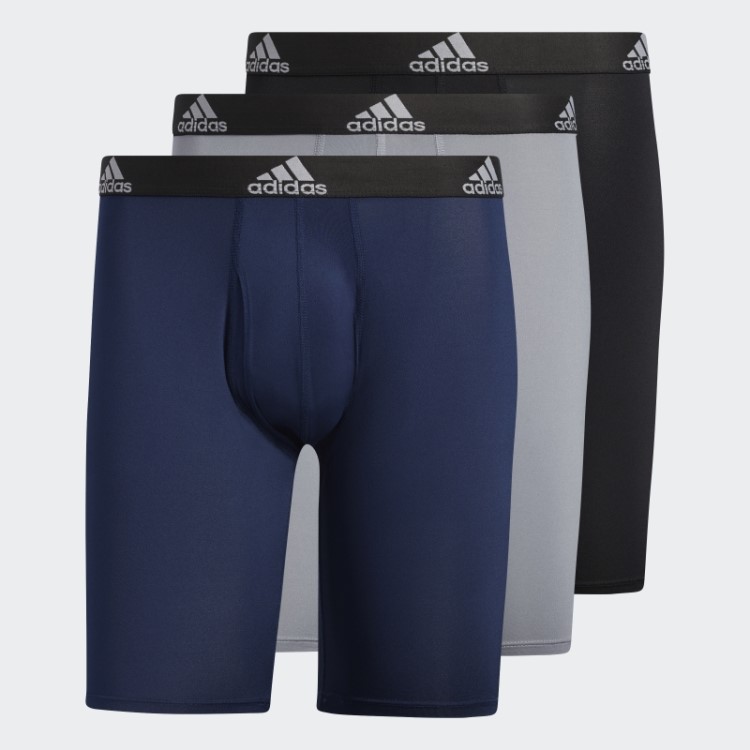Cueca Boxer Longa Performance 3 Pares Adidas Preto