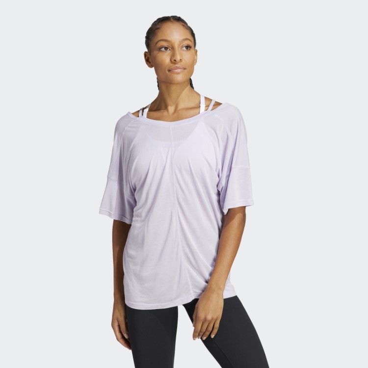 Camiseta Oversized Adidas Para Estúdio De Ioga Silver Dawn