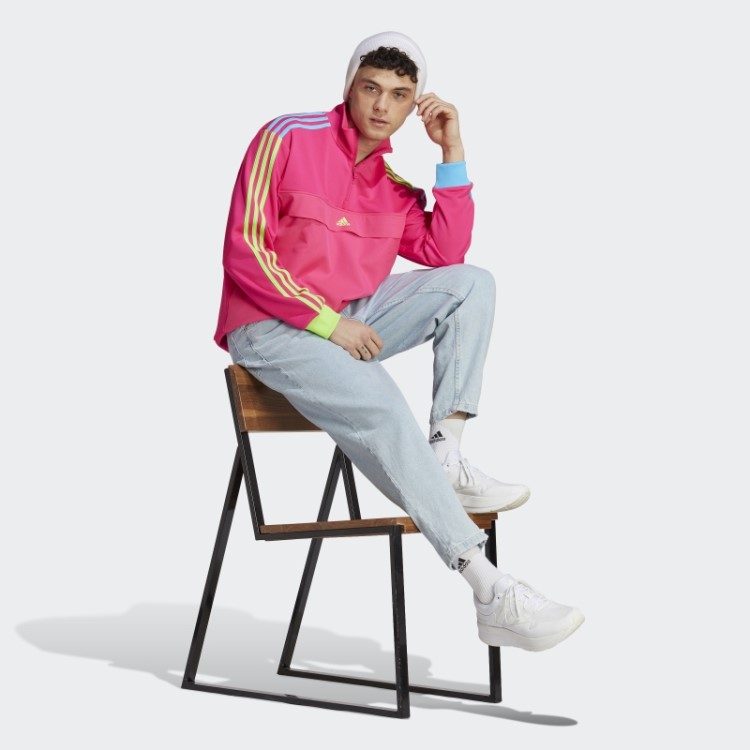 Moletom Adidas Kidcore Com Meio Zíper Fashion Rosa Choque