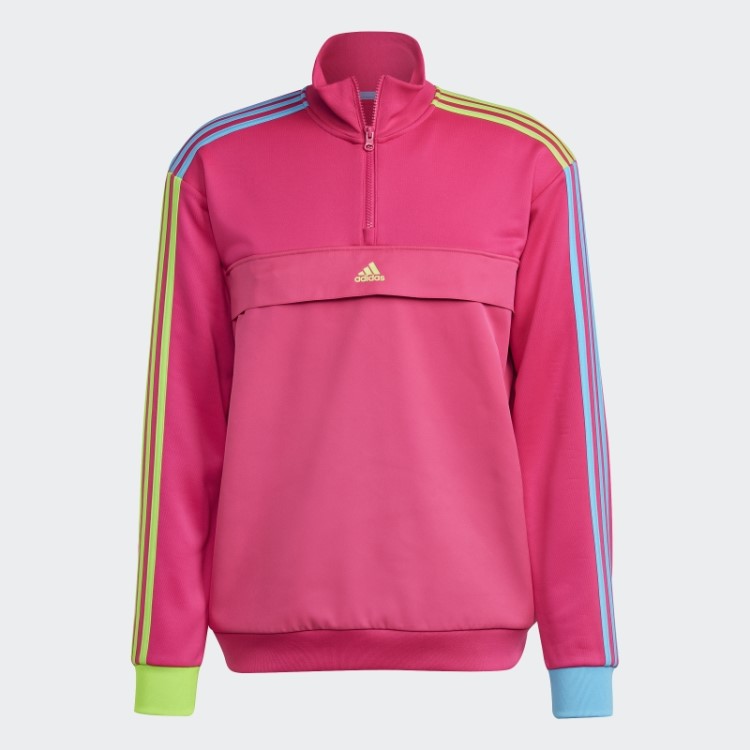 Moletom Adidas Kidcore Com Meio Zíper Fashion Rosa Choque