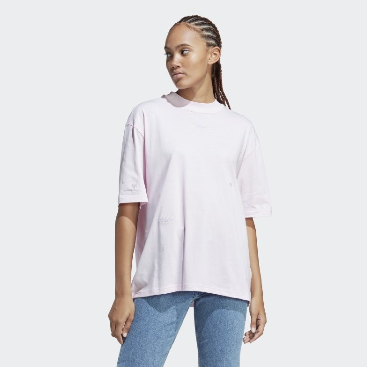 Camiseta Boyfriend Com Estampas Inspiradas Em Cristais Curativos Rosa Adidas