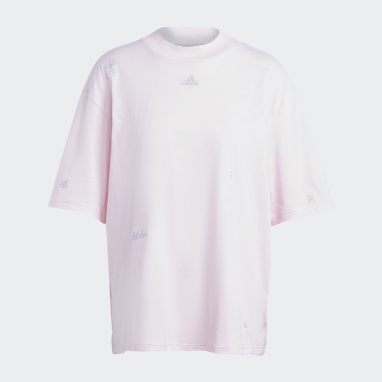 Camiseta Boyfriend Com Estampas Inspiradas Em Cristais Curativos Rosa Adidas