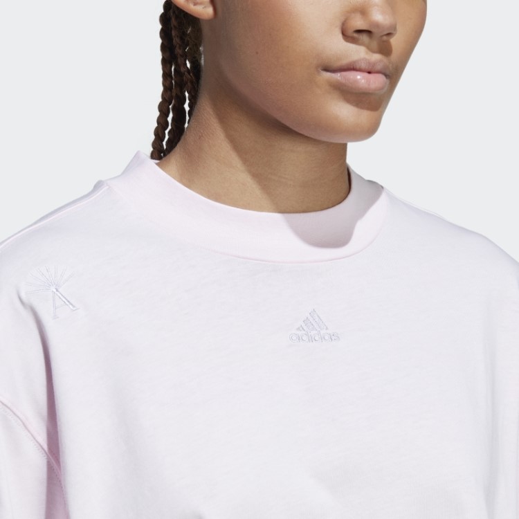 Camiseta Boyfriend Com Estampas Inspiradas Em Cristais Curativos Rosa Adidas