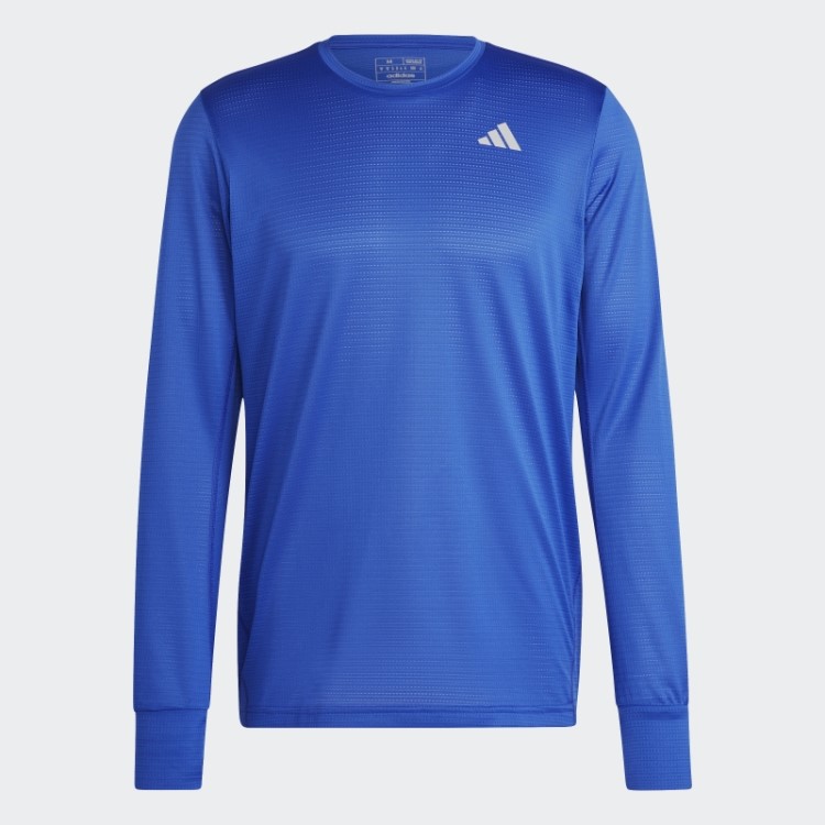 Possui O Top De Manga Comprida Azul Adidas The Run