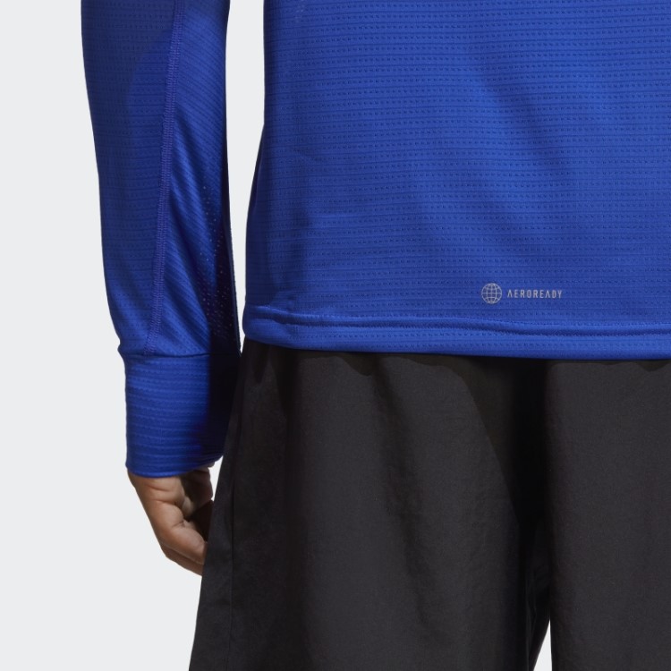 Possui O Top De Manga Comprida Azul Adidas The Run