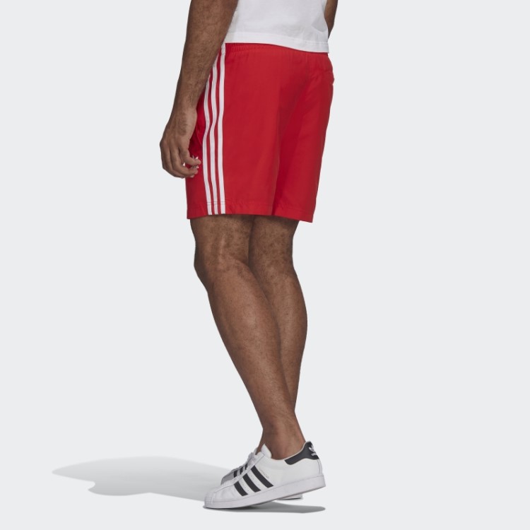 Calção De Banho Adidas Adicolor Classics Com As 3 Riscas Vermelho