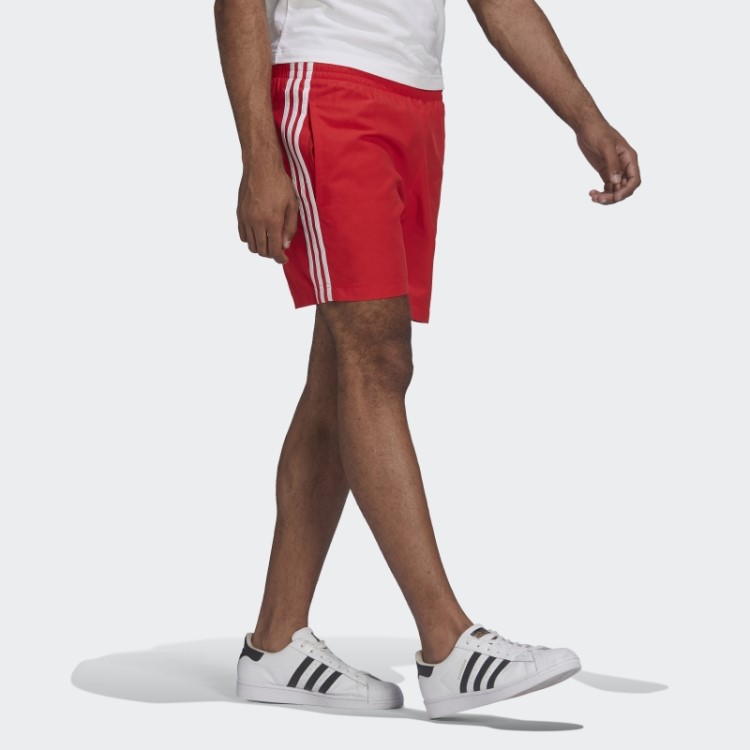 Calção De Banho Adidas Adicolor Classics Com As 3 Riscas Vermelho