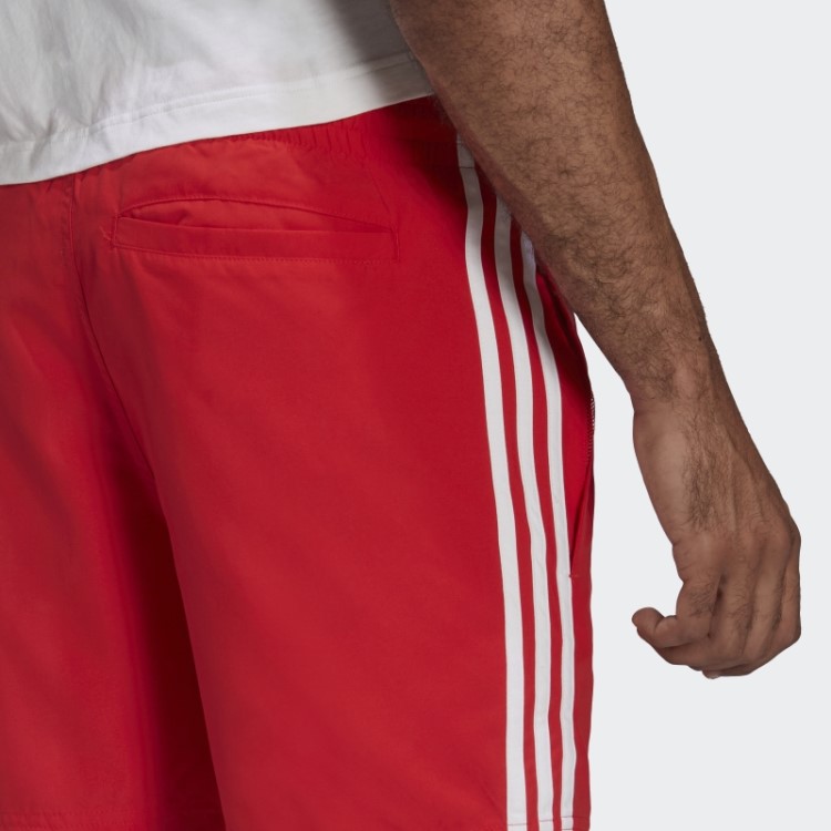 Calção De Banho Adidas Adicolor Classics Com As 3 Riscas Vermelho
