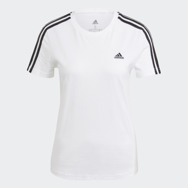 Elegante Camiseta Adidas Essentials Slim Com As Três Listras Preta