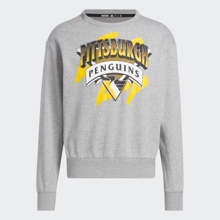 Moletom Vintage Crew Adidas Penguins Cinza Médio