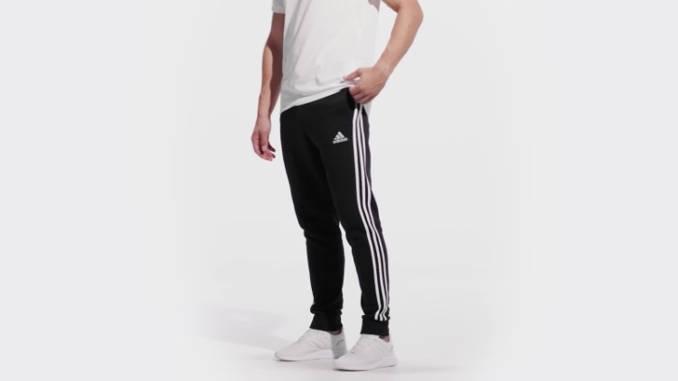 Calça Essentials French Terry Com Punho Cônico E As Três Listras Adidas Ink