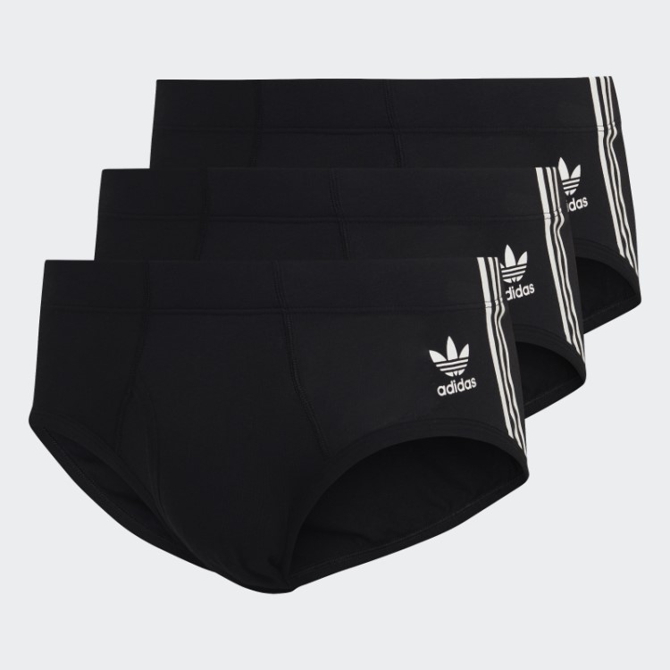 Cueca Com As Três Listras Comfort Flex Cotton (3 Pares) Adidas Preta