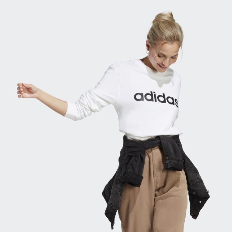 Moletom Adidas White Essentials Linear French Terry