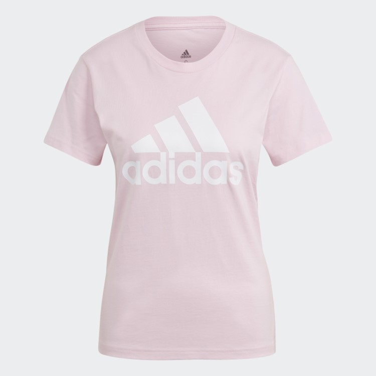 Camiseta Rosa Adidas Essentials Com Logo