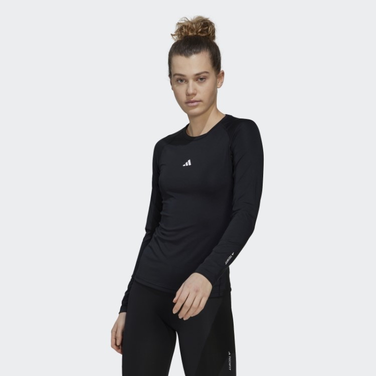 Top Preto Adidas Techfit Manga Longa