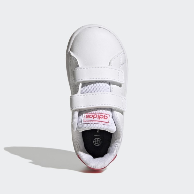 Adidas Advantage Estilo De Vida Tribunal Dois Sapatos De Velcro Rosa Real