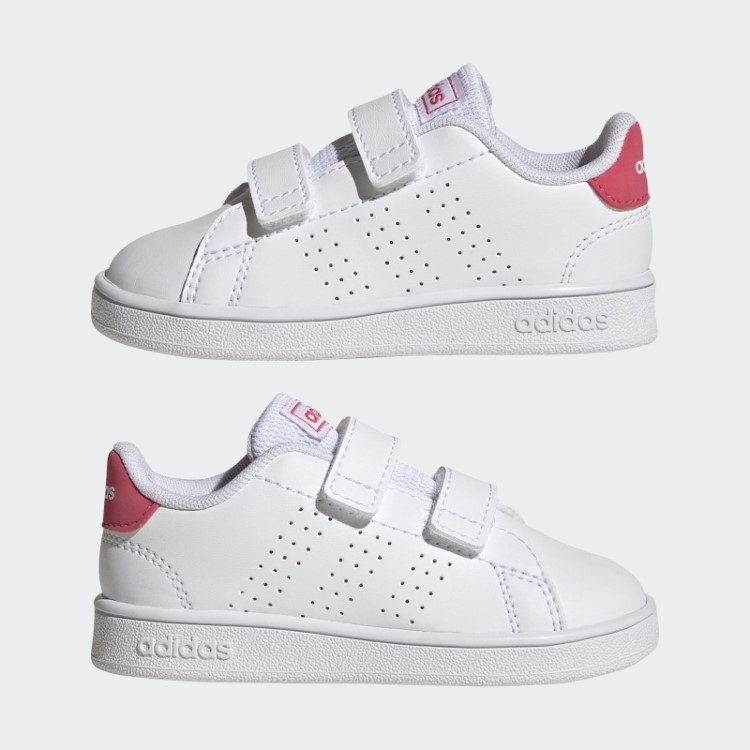 Adidas Advantage Estilo De Vida Tribunal Dois Sapatos De Velcro Rosa Real