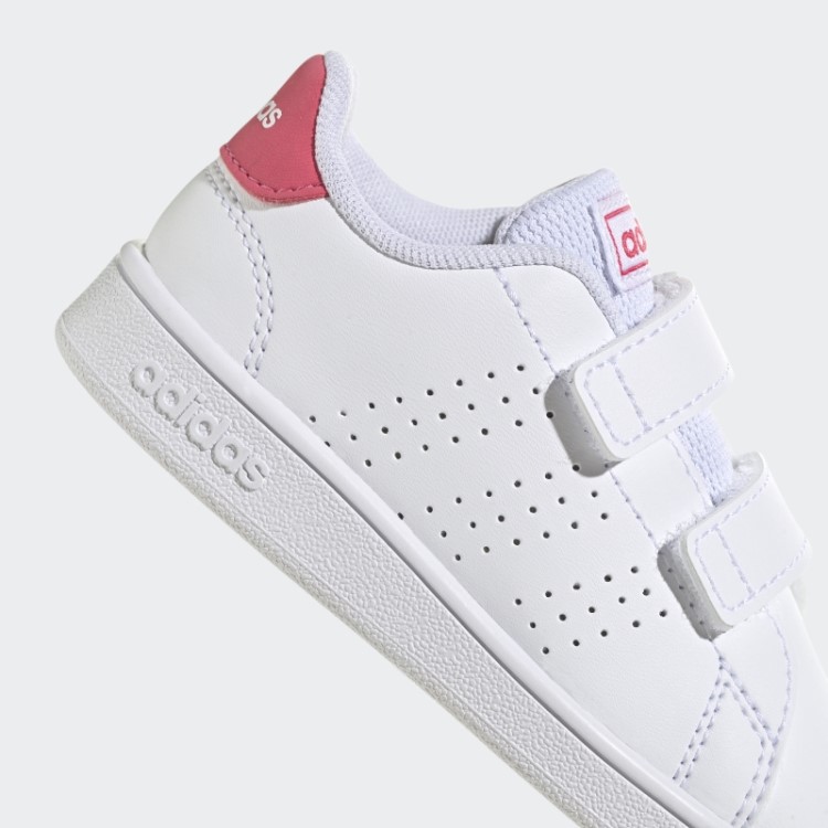 Adidas Advantage Estilo De Vida Tribunal Dois Sapatos De Velcro Rosa Real