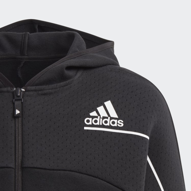 Adidas Z.n.e. Moletom Com Capuz Solto Com Zíper Completo Moda Preta